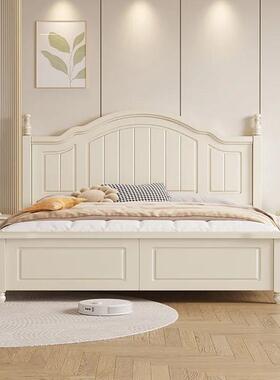美式白色实木床双人1.8x2米现代简约1.5m奶油风1.2米田园儿童房