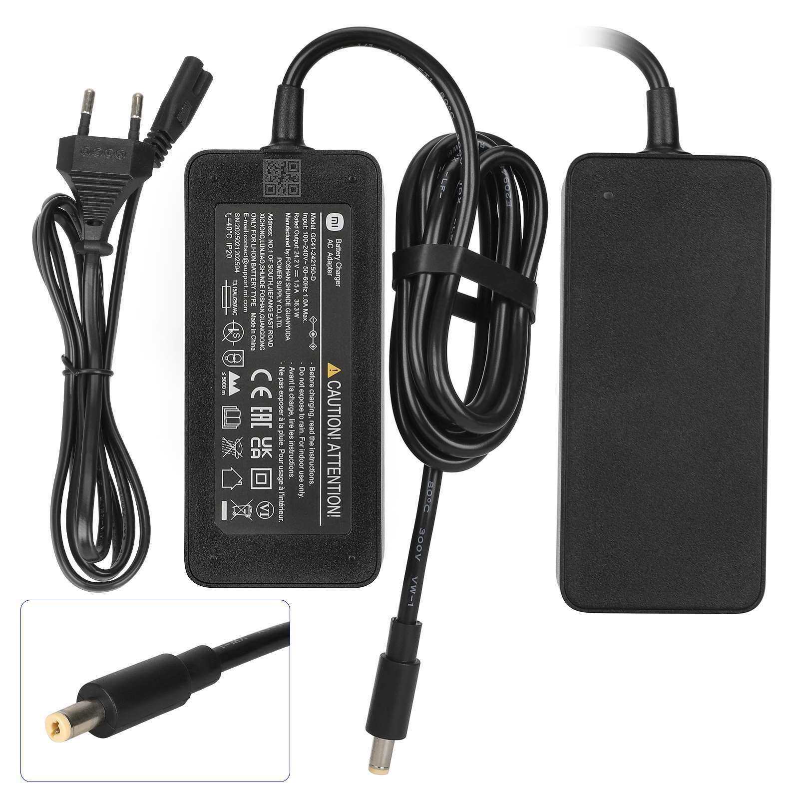 M365ProPro21S电动滑板车通用配件 24.2V1.5ADC2.1黄头欧规充电器