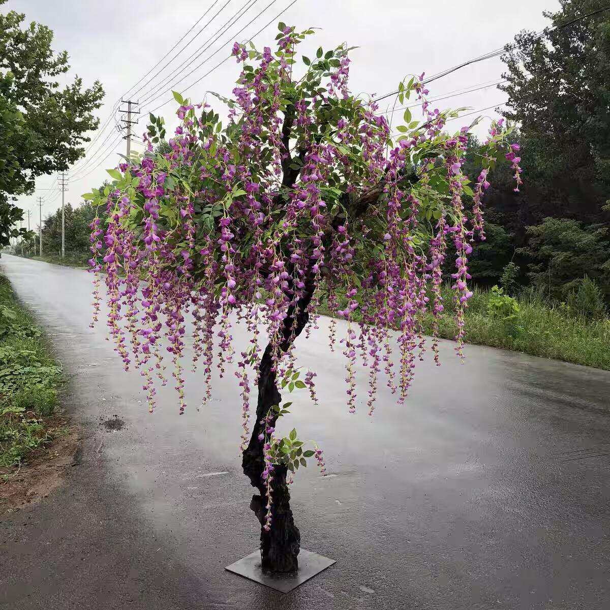 仿真紫藤树假树假花客厅装饰绿色绿植物落地绢花盆栽仿真植物造景