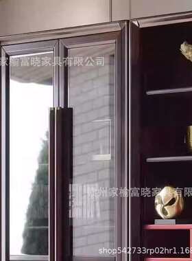 新中式乌金木全实木书柜现代简约轻奢置物柜酒柜书房书架柜储藏柜