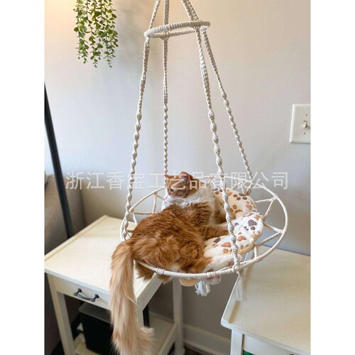 波西米亚编织猫窝吊床宠物网兜 宠物吊篮猫咪吊篮秋千悬挂宠物床