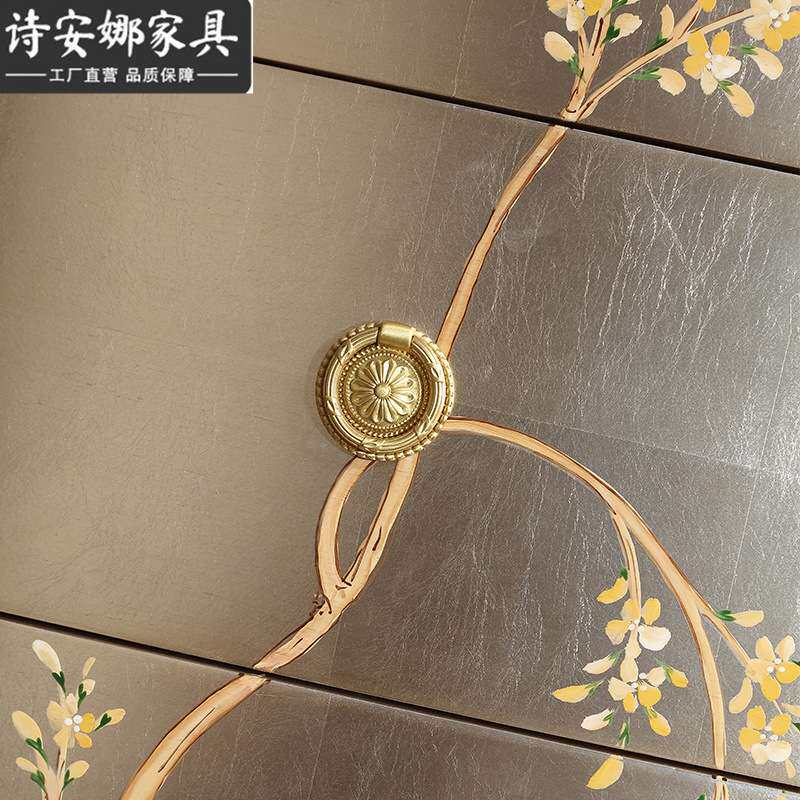 法式奢华实木雕花斗柜客厅彩绘五斗柜卧室收纳储物柜高端家具E6