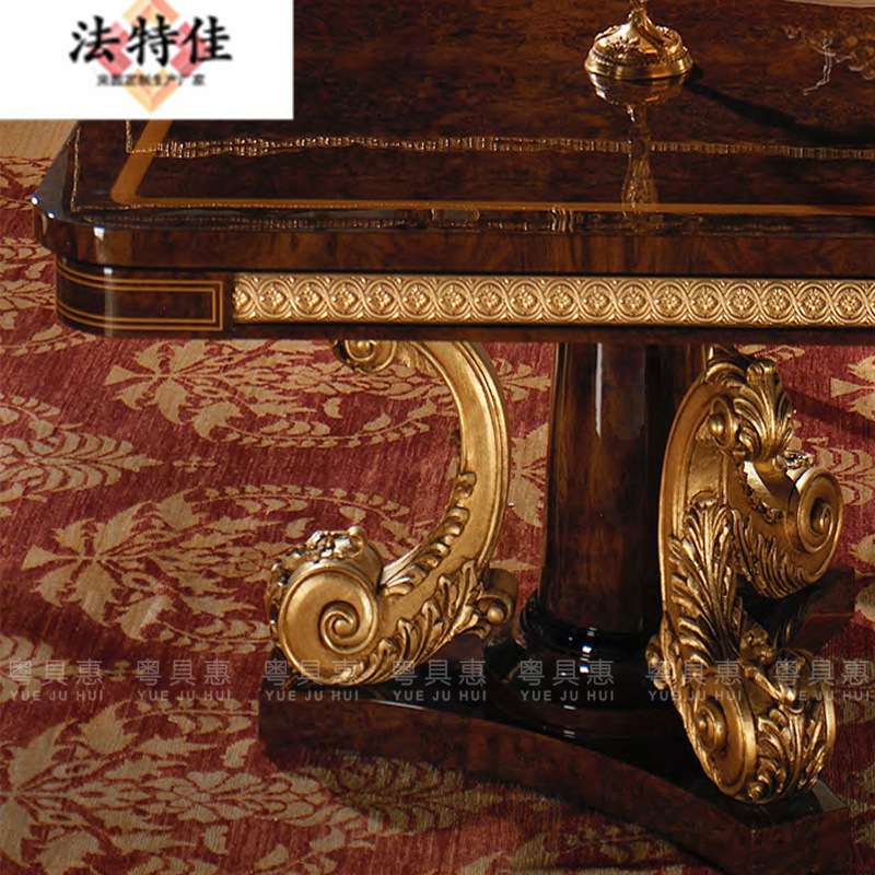 意大利欧式餐厅家具餐桌实木雕花餐桌餐椅组合6人长方形饭桌餐台