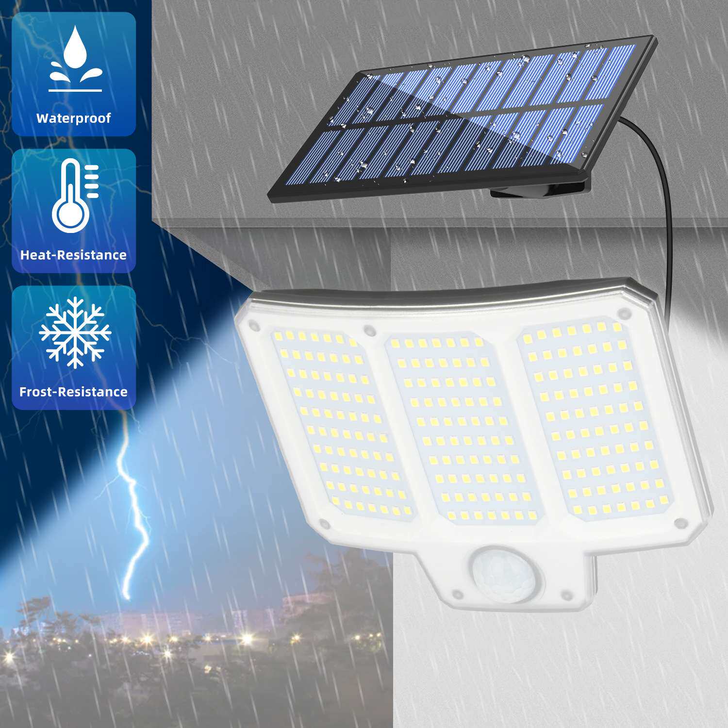 新款分体式太阳能灯人体感应壁灯家用户外防水照明车库庭院壁灯