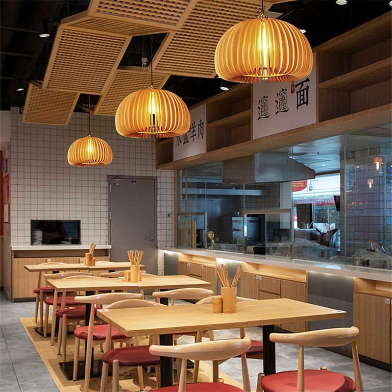 日式田园风简约复古南瓜椴木吊灯书房卧室餐厅民宿氛围实木吸顶灯