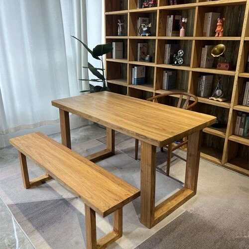 老榆木家用茶桌茶台学习看书桌莫比恩实木工桌台办公桌餐桌电脑桌