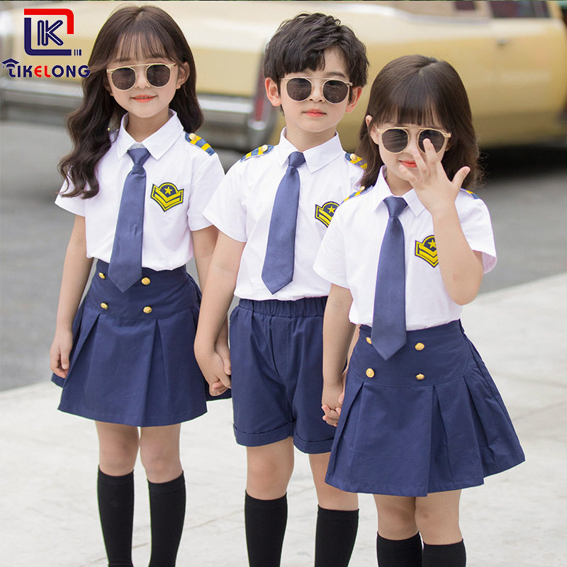 2026新款小学生校服夏款幼儿园园服空军军装男女童英伦风套装校服