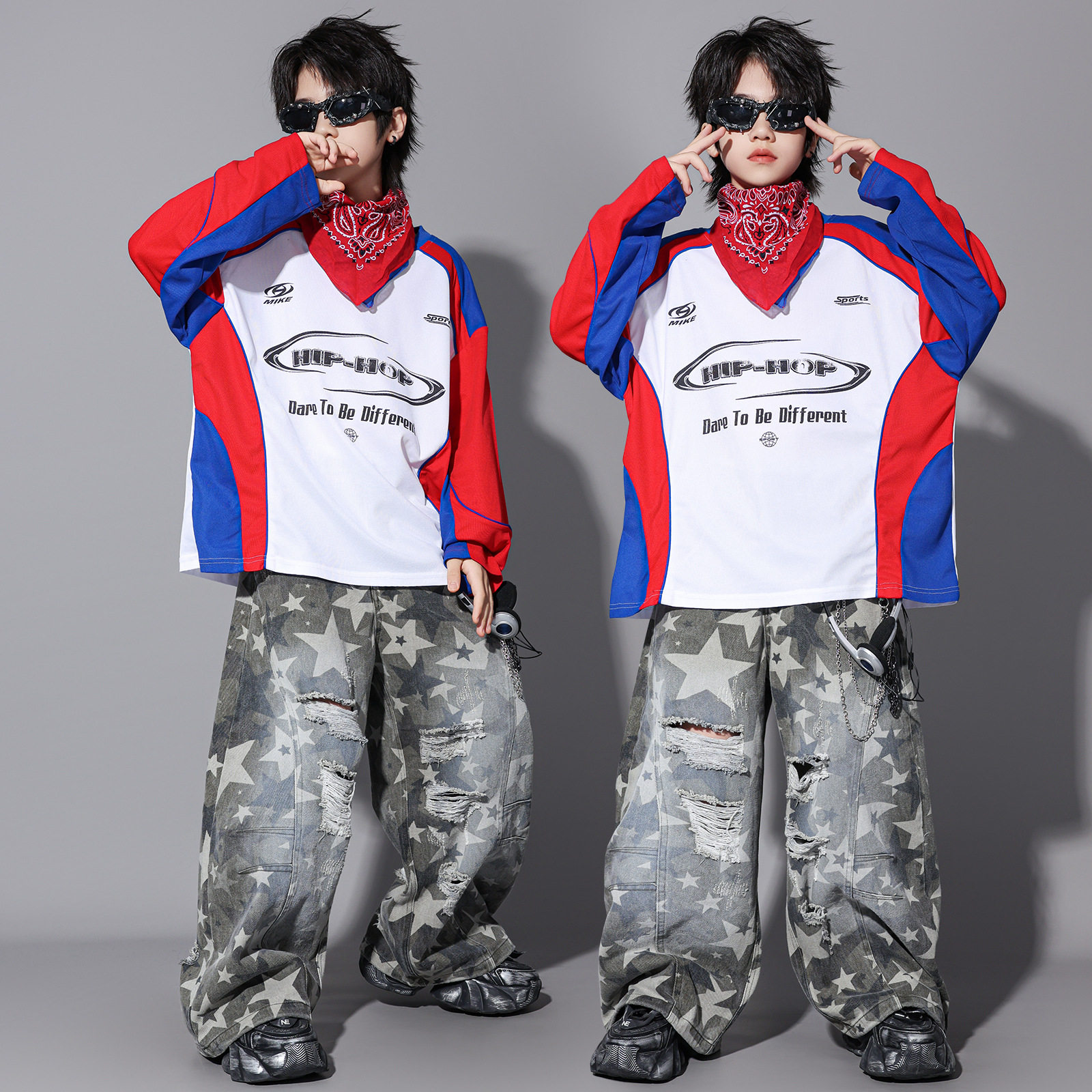 2026新款街舞儿童潮服元旦演出服男童酷帅长袖套装hiphop女