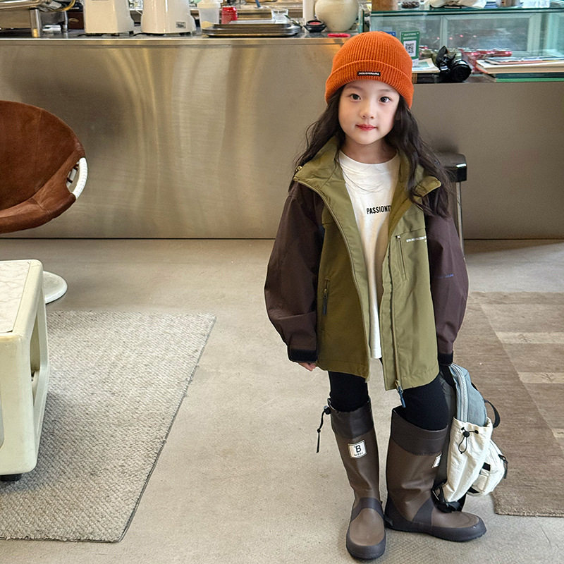 2025新款儿童三防面料山系冲锋衣男女童韩版宽松洋气撞色户外,童装/婴儿装/亲子装,儿童冲锋衣,淘宝优惠券,粉丝福利购,淘宝优惠卷