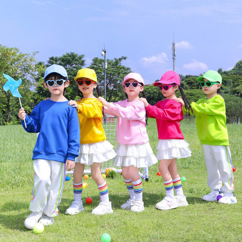 2026新款儿童啦啦队演出服糖果色幼儿园班服小学生运动会开幕式表