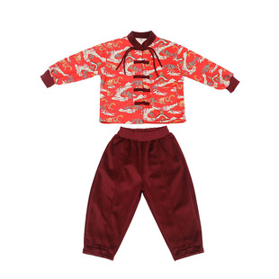 2025新款兄妹装喜庆拜年服冬季幼儿园表演服男女宝宝装加绒中