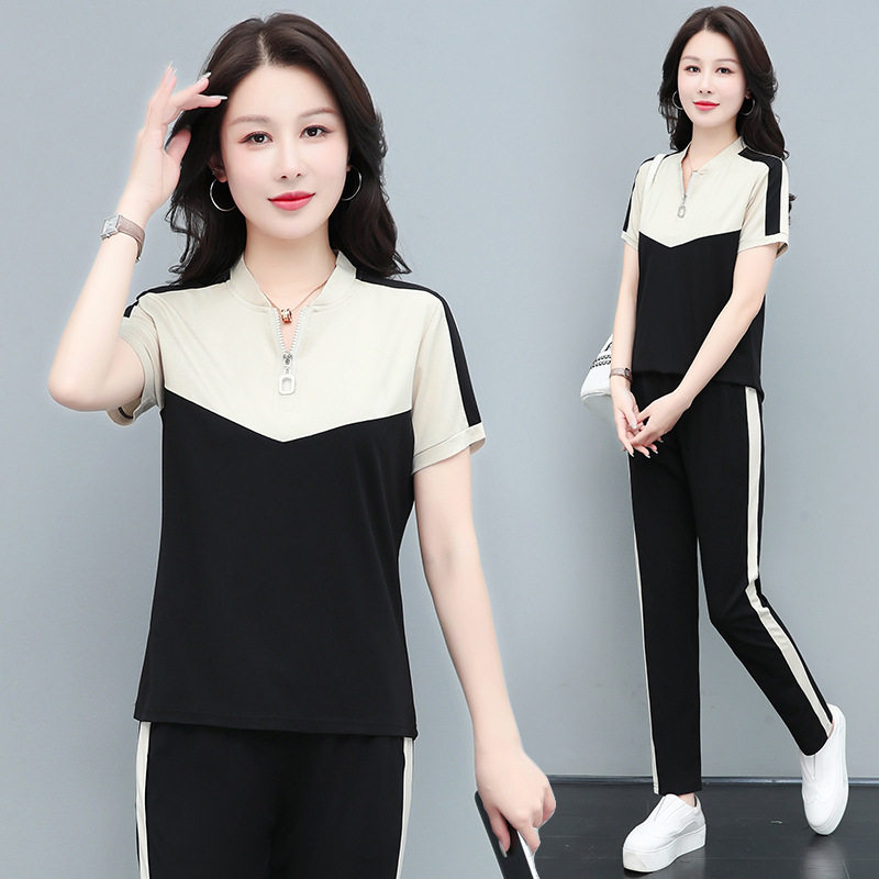 2026新款运动套装女夏季洋气显瘦减龄短袖中年妈妈广场舞休闲
