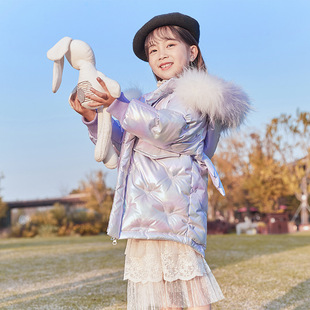 2025新款儿童羽绒服女童韩版中小童装中长款加厚免洗亮面宝宝