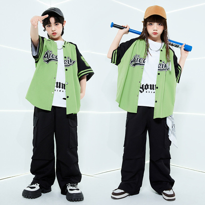 2026新款儿童街舞套装hiphop潮服男童嘻哈棒球服外套演出服