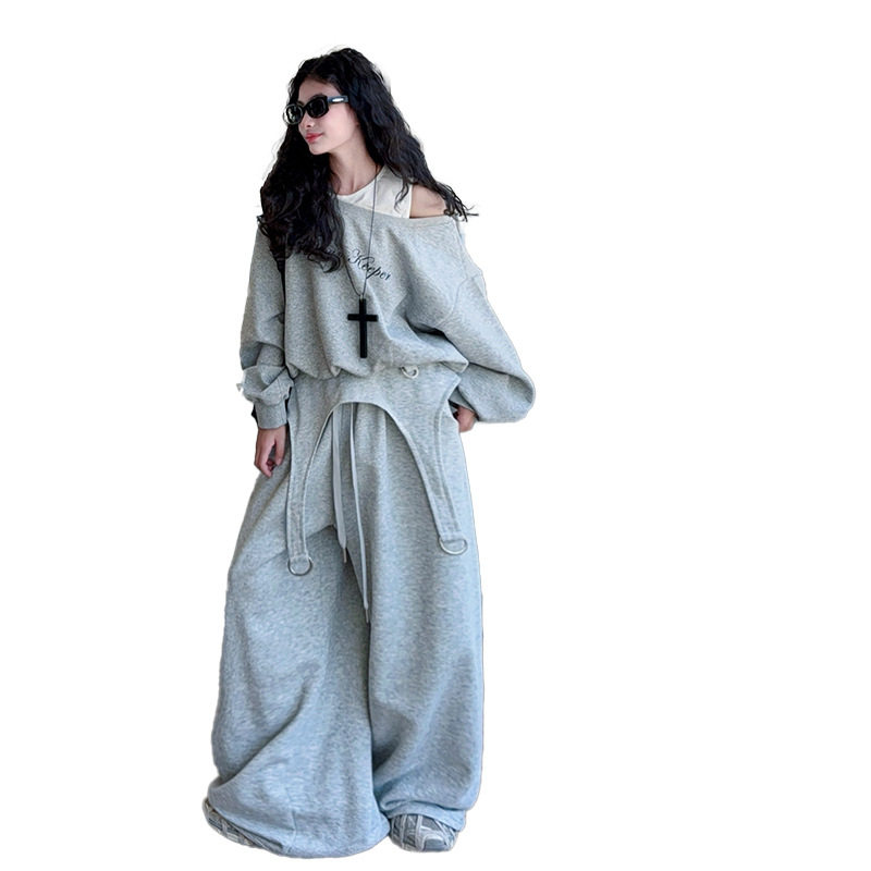 女童卫衣三件套2025春秋新款时髦洋气宽松高腰休闲屁帘运动套装