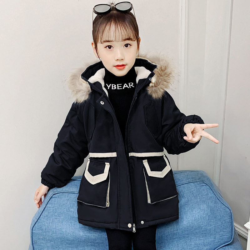 2025新款女童派克服洋气棉衣加绒外套冬季加厚儿童棉服中大童