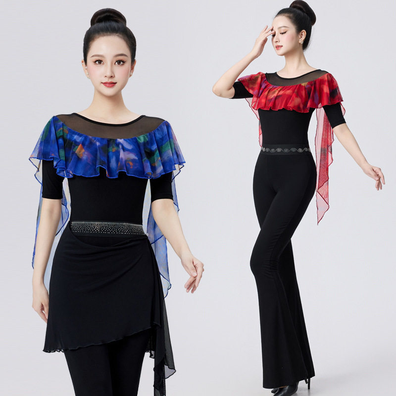 2026新款拉丁舞套装练功服女成人气质圆领跳舞交谊舞摩登舞演出形
