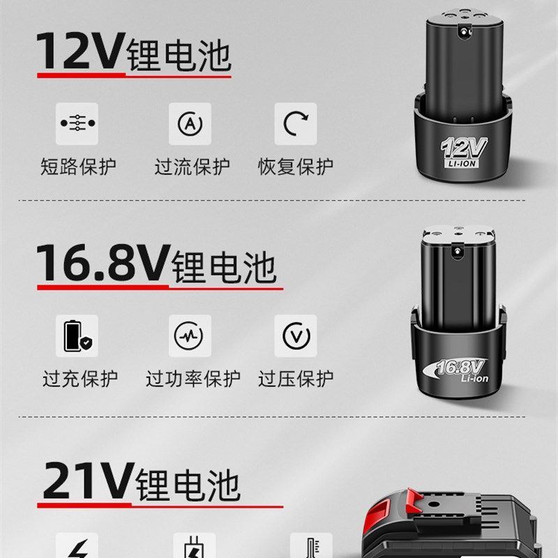 鹰视安A品 12V电钻电池  21V25V锂电池充电电钻器电动螺丝起子