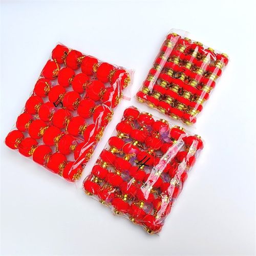 植绒红色小灯笼喜庆节日春节过年装饰挂件盆景植物树上吊挂件用品