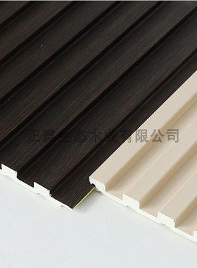 细条实芯格栅板竹木纤维生态木小长城板背景墙装饰板凹凸型护墙板