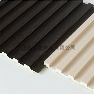 细条实芯格栅板竹木纤维生态木小长城板背景墙装 饰板凹凸型护墙板