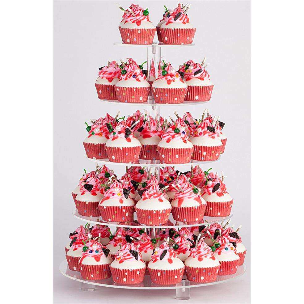 亚克力圆形蛋糕展示架 5层有机玻璃糕点架 食品促销架 Cake stand