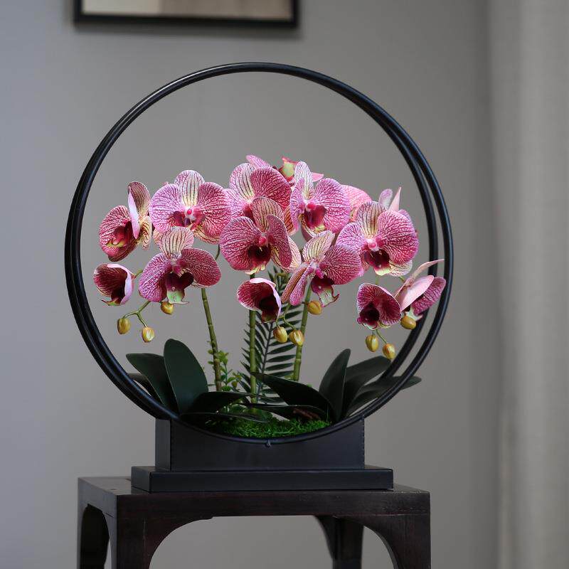 仿真花假花摆设客厅餐桌花摆花铁艺蝴蝶兰花盆栽轻奢高档花艺摆件