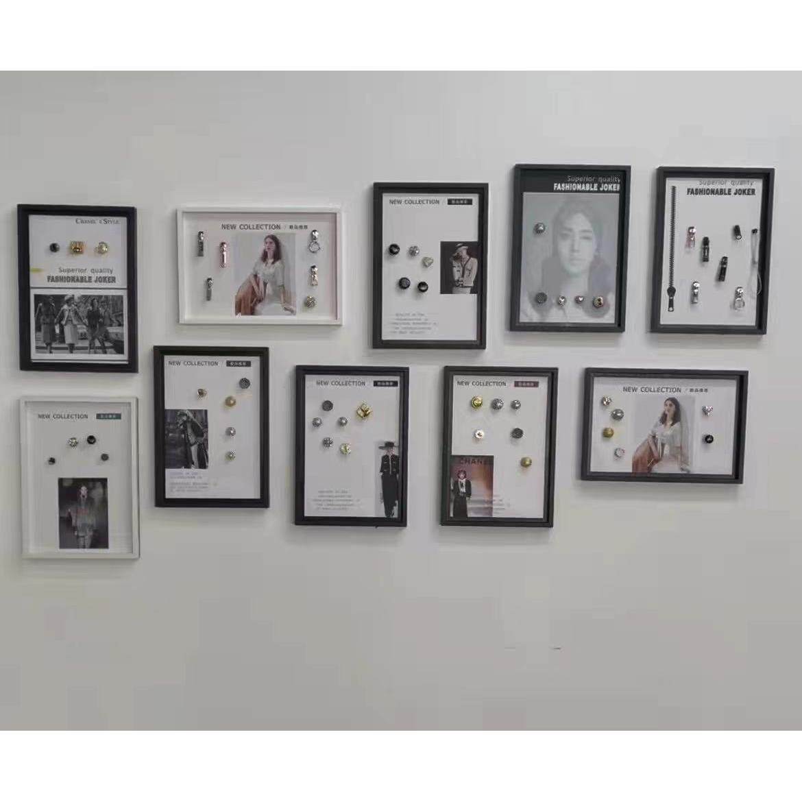 五金纽扣辅料展示框样板拉链头四合扣手缝扣弹簧扣样品卡展板相框