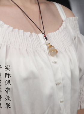 小葫芦挂脖光面玛瑙鼻烟壶天然玛瑙 方便携带收藏送礼