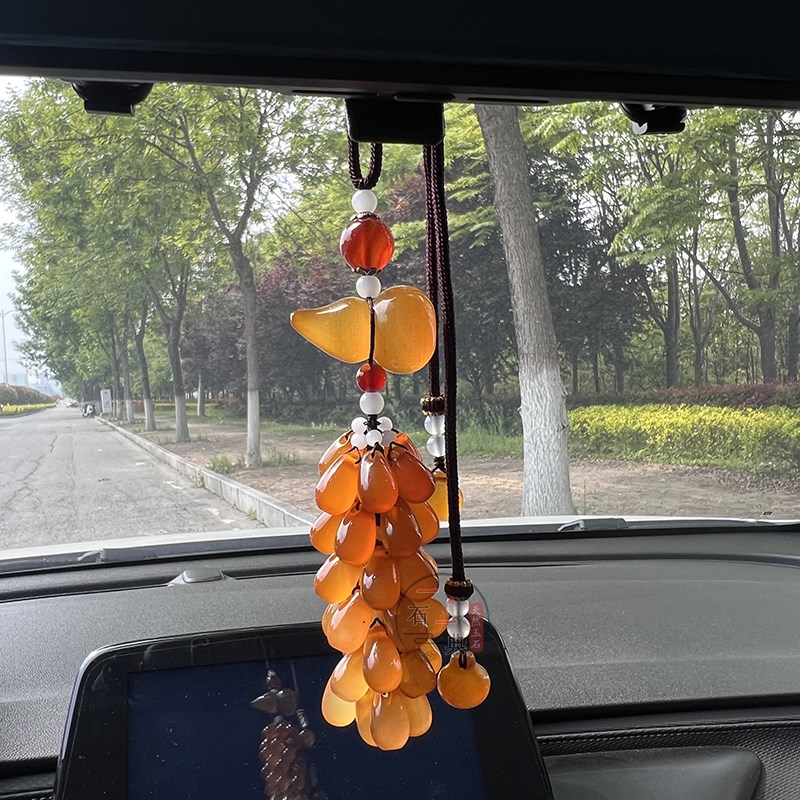玉石车挂男女款天然玛瑙水晶包饰玉髓葫芦饰品古风汽车后视镜挂件