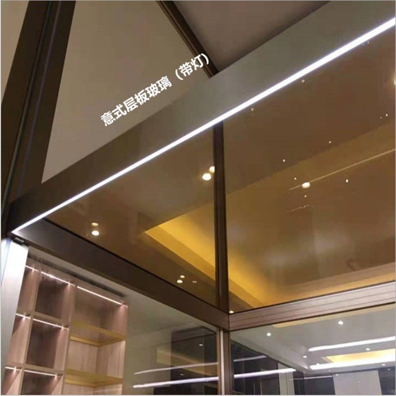 铝合金带灯玻璃层板橱柜衣柜层板灯酒架框发光金属酒柜LED灯酒架