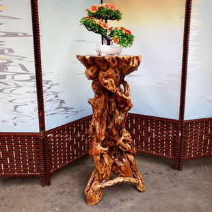 根雕花架杜鹃根创意花盘底座客厅摆件天然实木树根盆景架原木艺术