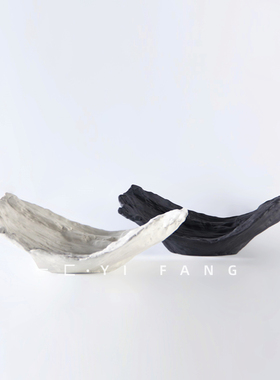 一匚 现代极简创意黑白色系陶瓷托盘 样板间售楼处客厅玄关装摆件