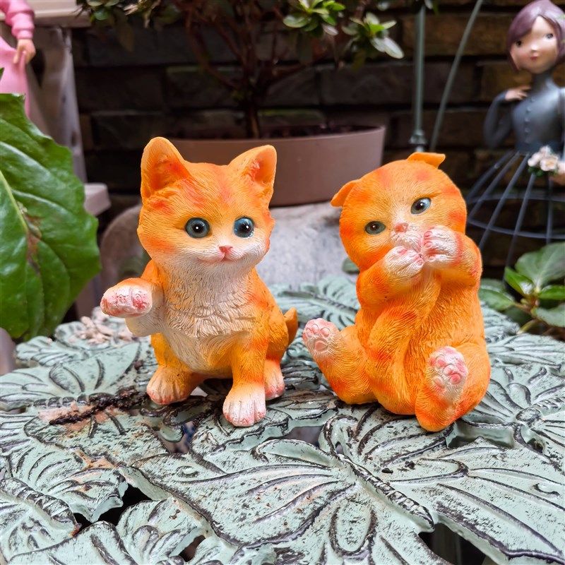 12cm树脂小猫咪一对钓鱼摆件水缸装饰造景好物不掉色不发霉,家居饰品,户外/庭院摆件,淘宝优惠券,粉丝福利购,淘宝优惠卷