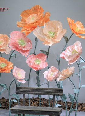 大型纸艺真丝花店铺橱窗DP美陈商场布置装饰婚礼纸花道具路引蜜拉