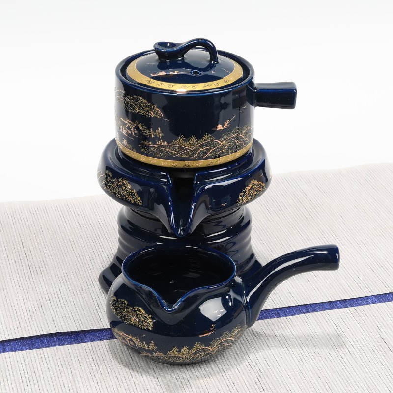懒人石磨自动茶具功夫套装家用办公室旋转出水陶瓷茶壶泡茶器盖子