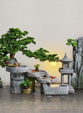 石磨流水摆件循环水造景观招财落地假山喷泉鱼池庭院花园家居装饰