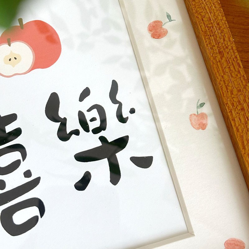 文字挂画纸礼手绘装饰画客厅餐厅壁画原木风实木有框画高档卡物