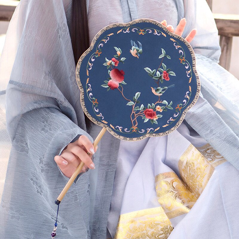 韵彩古风团扇苏绣双面绣婚礼手工结婚新娘古装刺绣汉服扇子中式