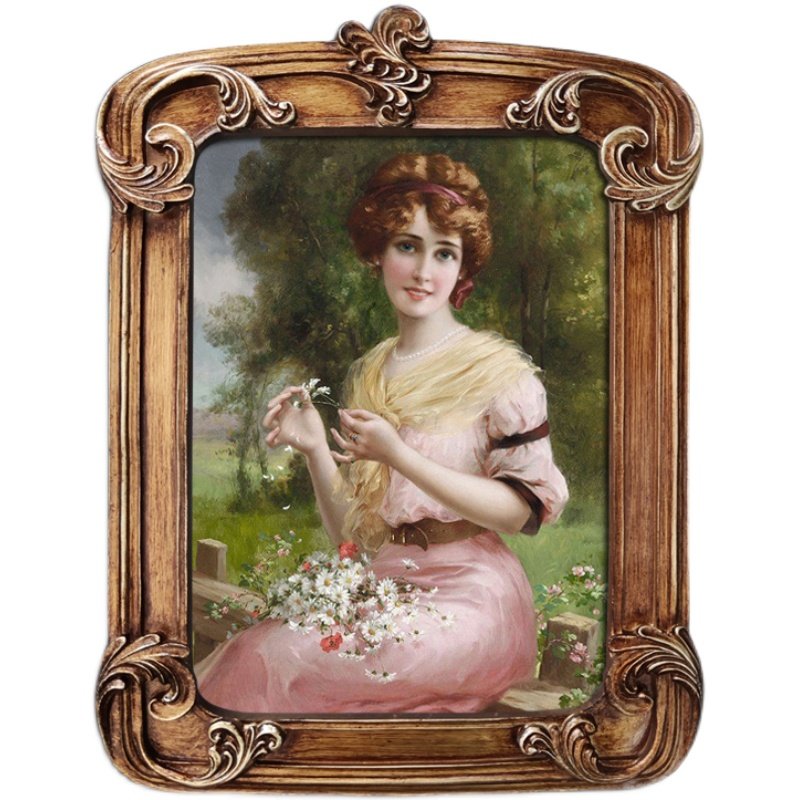 复古欧式人物画框装饰画玄关古挂画方形欧式相框美女肖像画
