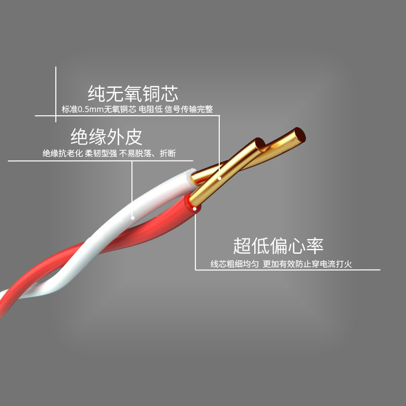 海乐机房纯话5芯跳线蓝红白两芯0.2mm电铜双绞线固定电话连接线