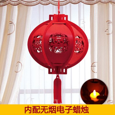 结婚庆品礼用婚无礼布创意喜字宫灯红灯笼挂件新婚房布置装饰纺品
