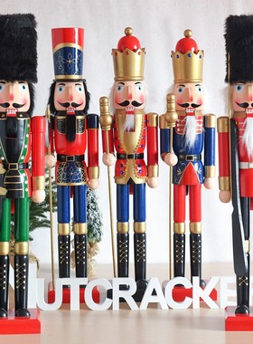 欧式90CM大型胡桃夹子KTV场景装饰木偶人 商场布景节日木质工艺品