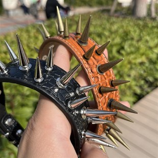 小型犬铆钉狗项圈泰迪法斗宠物防咬脖子尖钉狗脖套金属刺钉狗脖圈