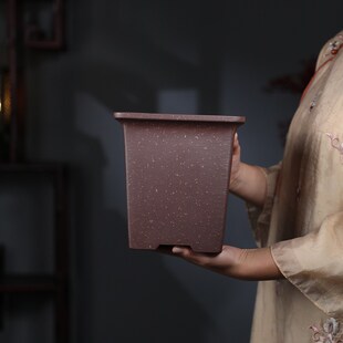 尚扣紫砂 朱永南原矿四方铺砂花盆 春兰建兰翠盖荷古典桌面花器