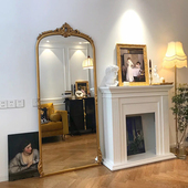 饰镜子 玄关壁挂镜入门装 法式 复古落地镜防爆试衣镜大厅仪容镜软装