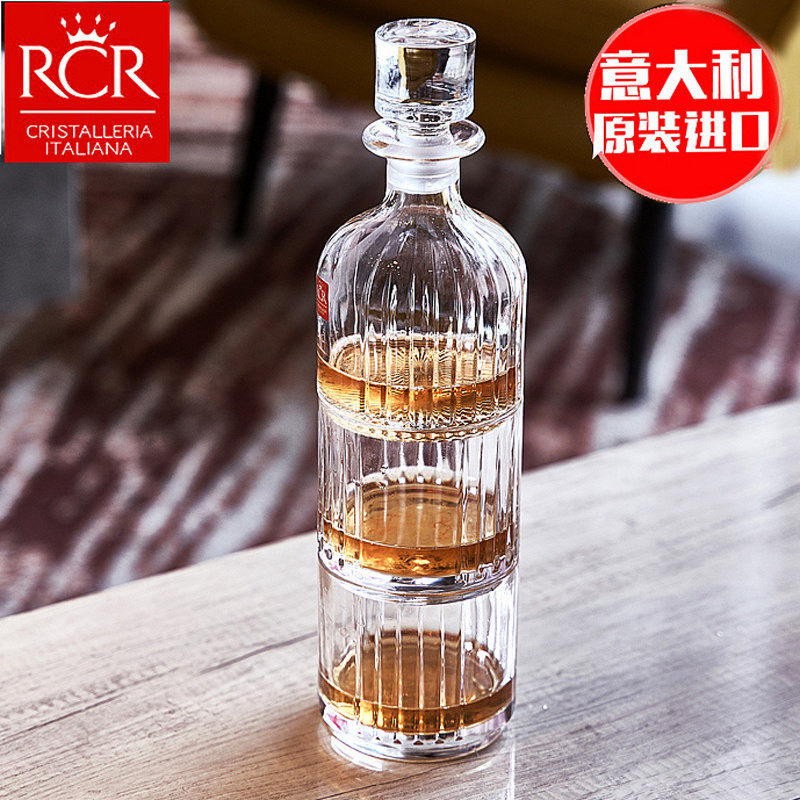 意大利RCR水晶玻璃创意时尚威士忌杯套装酒瓶洋酒杯烈酒杯三件套