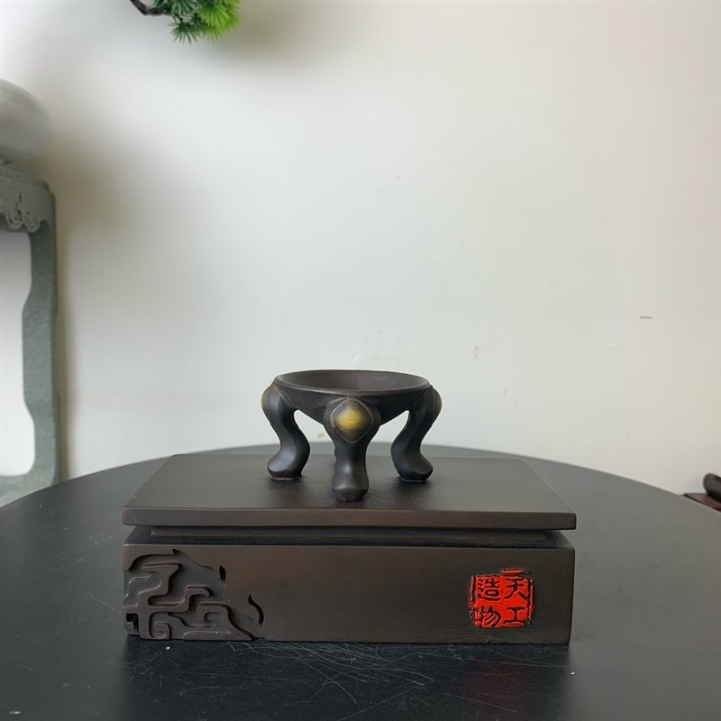 底盛鼎座树脂托盘水晶球石头艺石底座摆件托架奇术创意通用仿实木