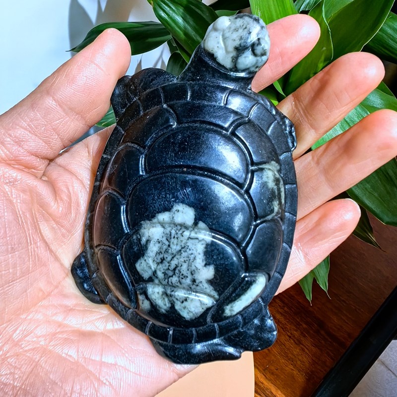 洛阳牡丹石小乌龟 天然奇石 桌面摆件 工艺品 雪花石画面石梅花石