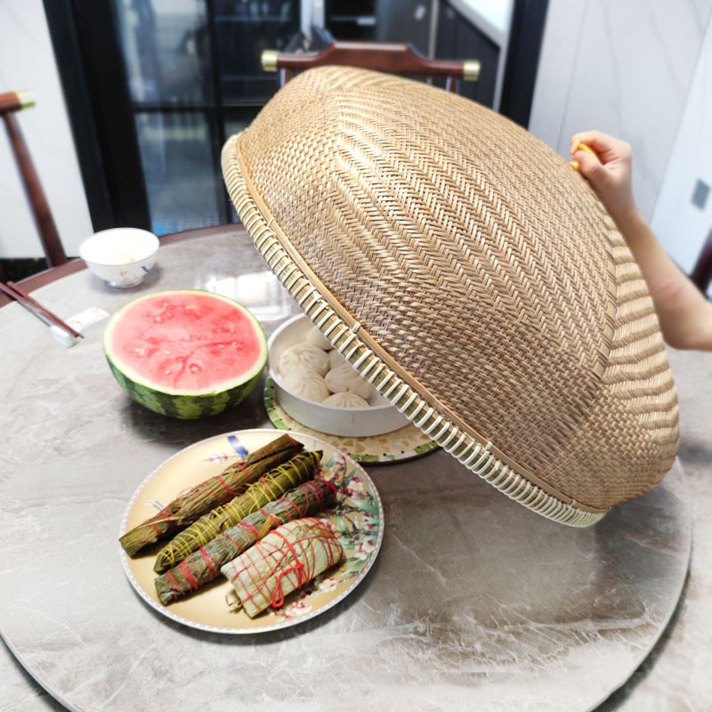 越南竹编家用餐桌罩大号菜罩防苍蝇罩子中式水果罩细孔竹菜盖